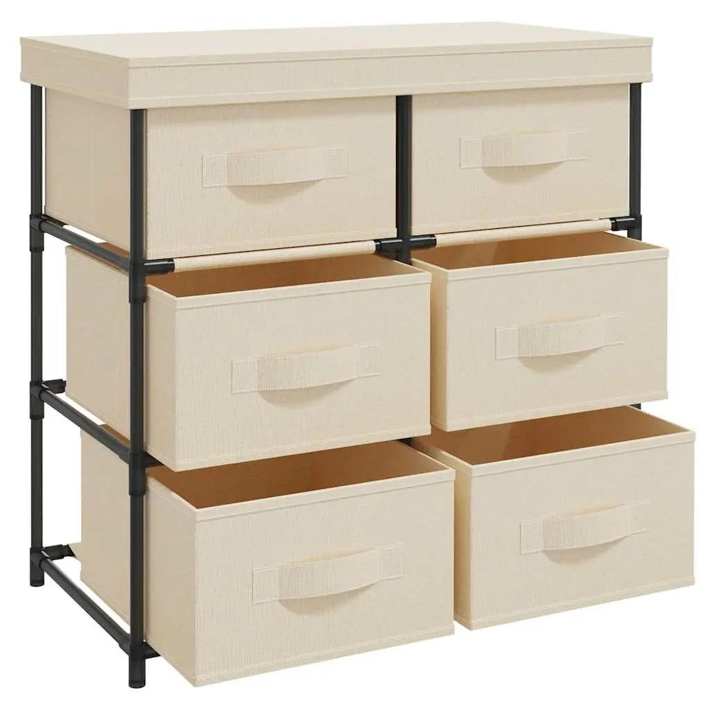 Storage Cabinet for Home 6 Drawer Cream Fabric Organiser Unit