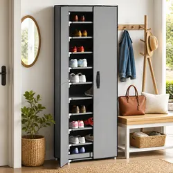 10-Tier Grey Shoe Cabinet Dimensions 60 x 30 x 166 cm