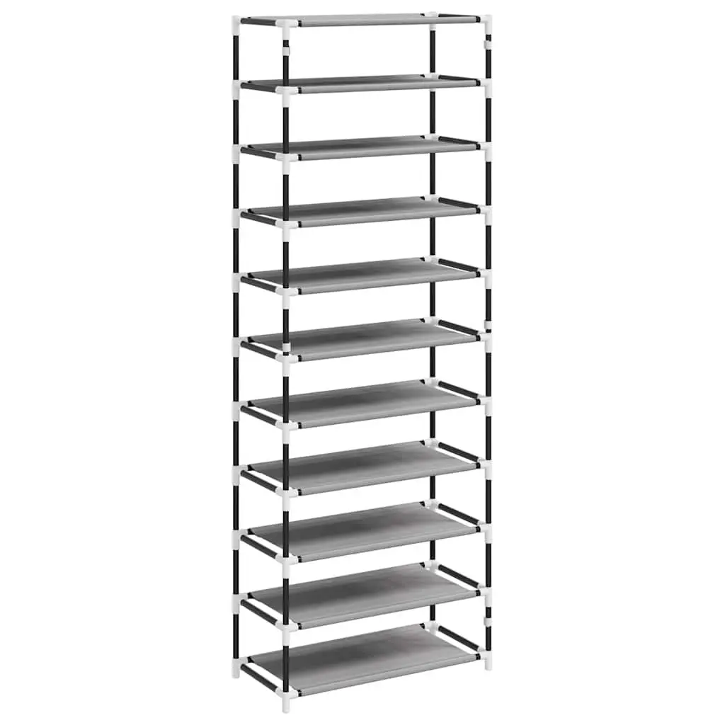Shoe Organiser Rack 10-Tier Grey Non-Woven Fabric Cover Steel Frame for Closet Storage