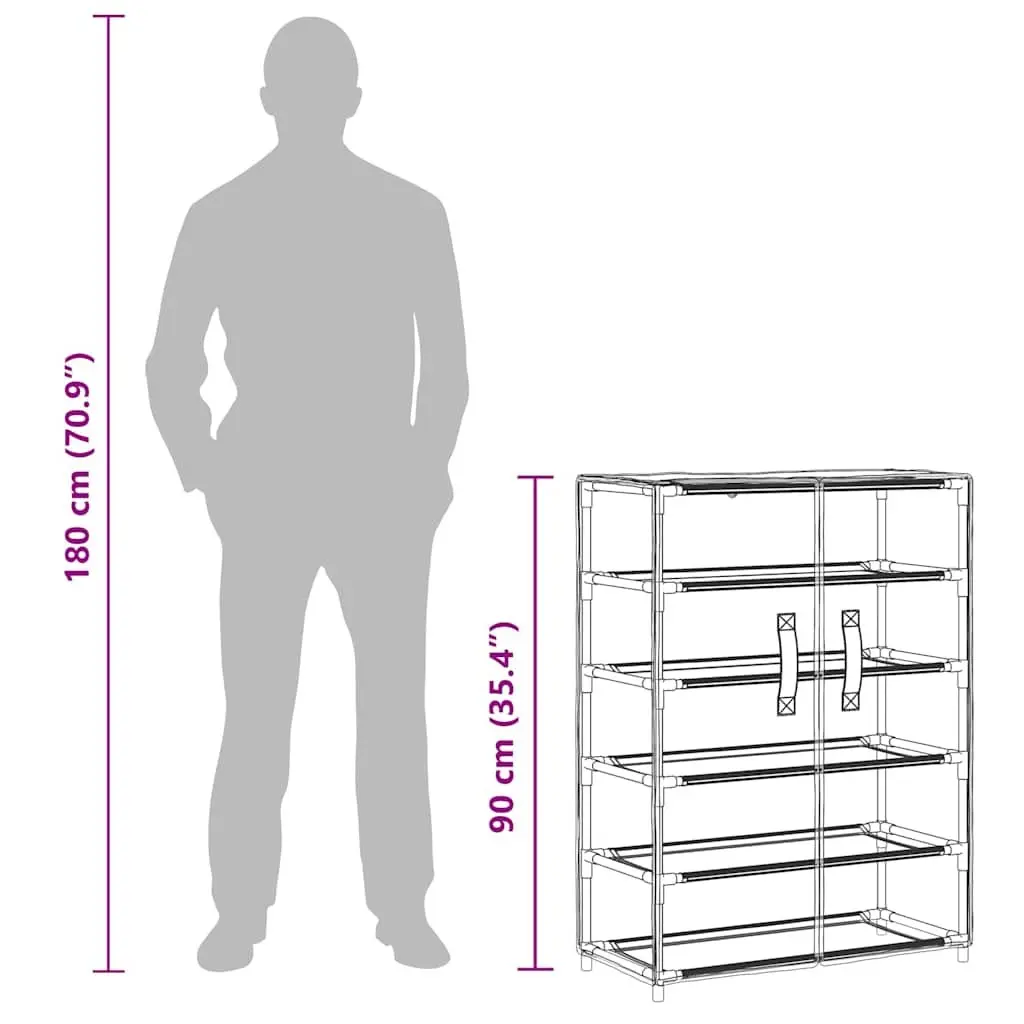 Shoe Cabinet 5-Tier Grey Fabric Storage Organiser Rack Shelves