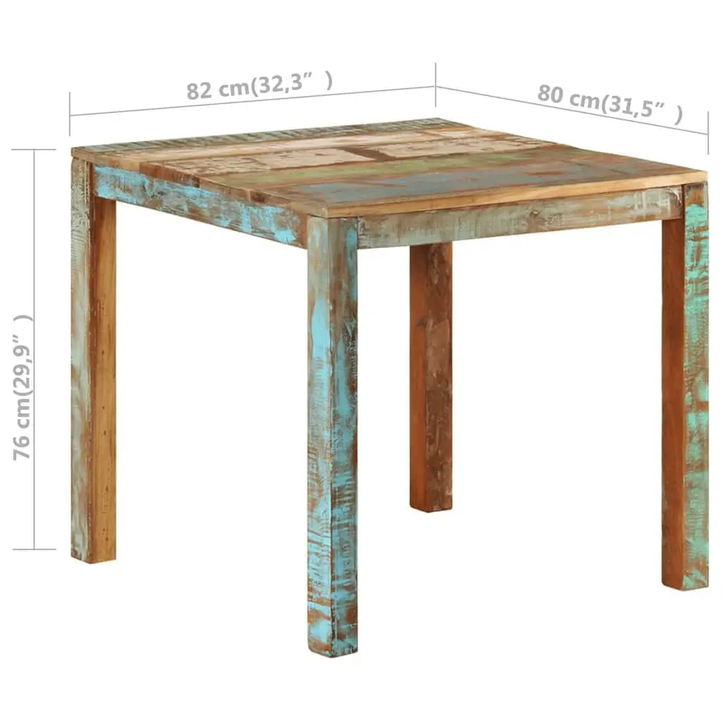 Dining Table 82x80x76 cm Handmade Solid Reclaimed Wood Rustic Kitchen Furniture
