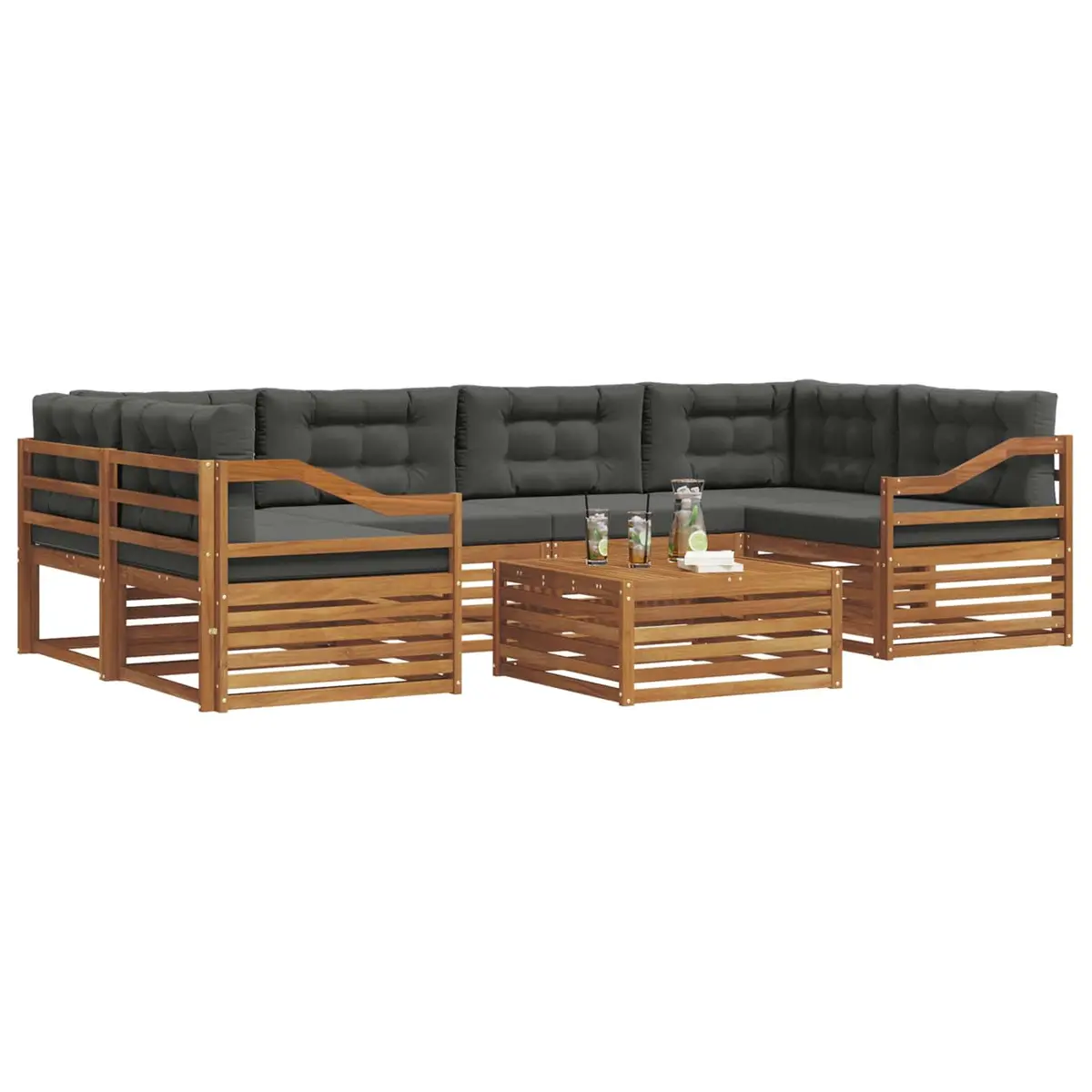 7-Piece Modular Outdoor Sofa Set in Natural Anthracite