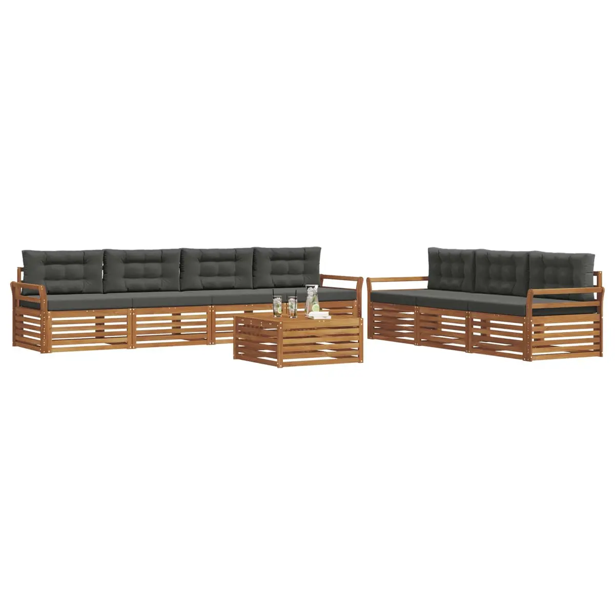 Outdoor Sofa Set 8 Pieces Modular Patio Garden Furniture Natural Anthracite