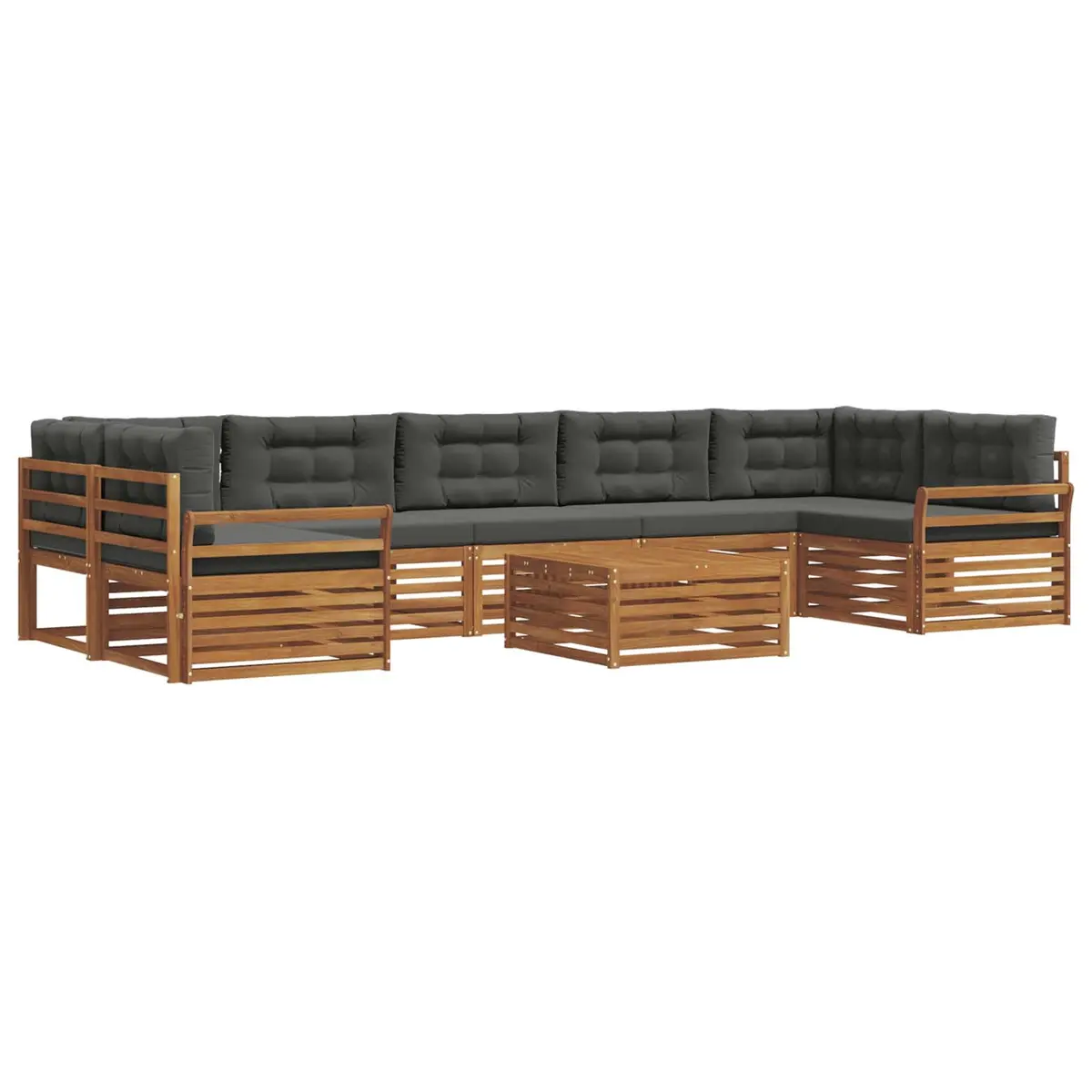 Outdoor Sofa Set 8 Pieces Garden Furniture Natural Acacia Wood Anthracite