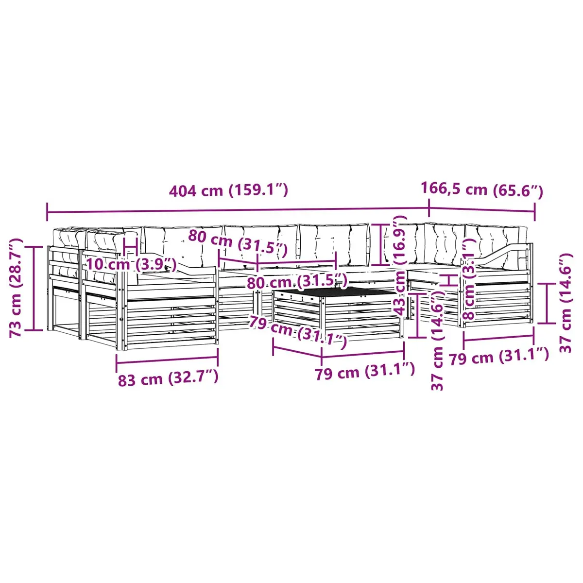 8-Piece Modular Outdoor Sofa Set