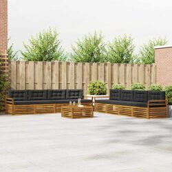 9-Piece Modular Outdoor Sofa Set in Natural & Anthracite Colors