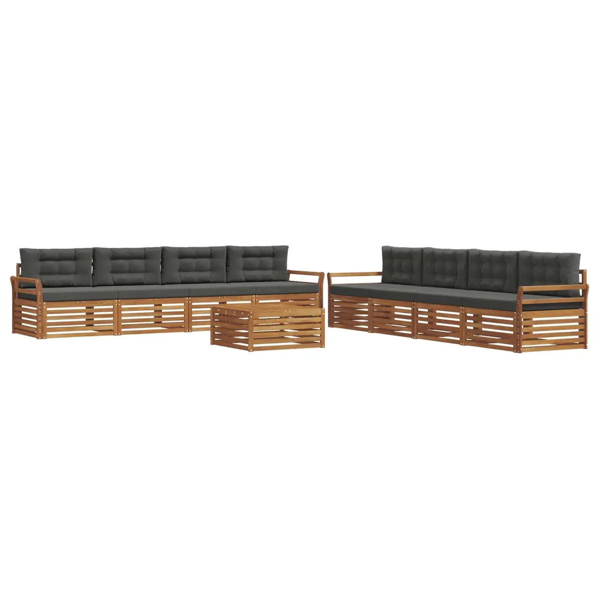 Outdoor Sofa Set Modular Garden Furniture 9 Pieces Natural Anthracite Acacia