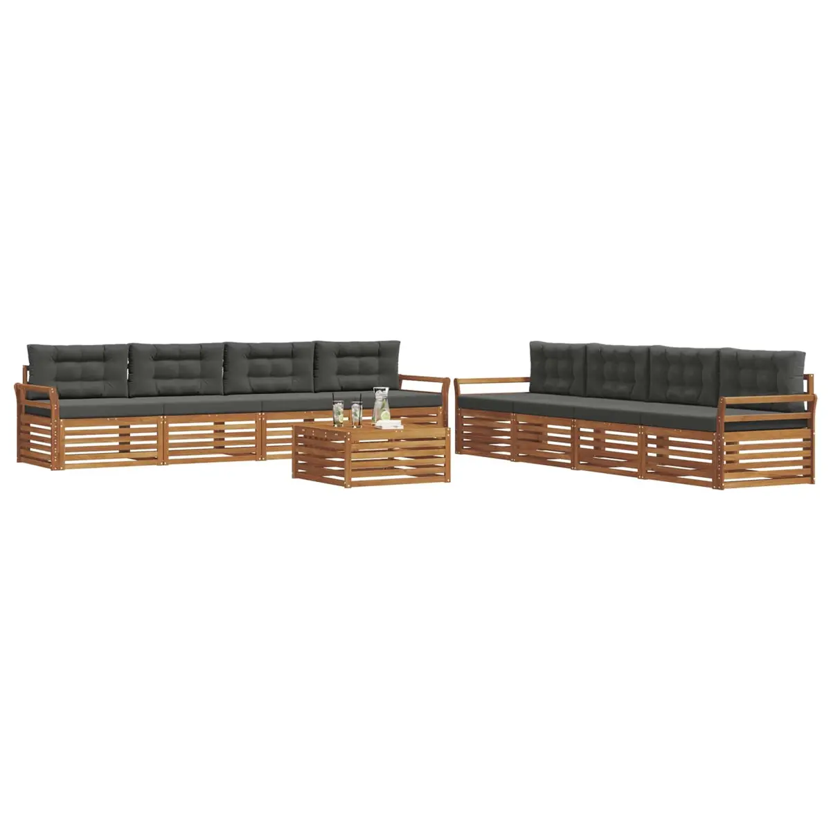Outdoor Sofa Set Modular Garden Furniture 9 Pieces Natural Anthracite Acacia