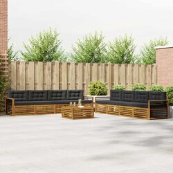 Outdoor Sofa Set 9 pcs Modular Garden Patio Furniture Natural Anthracite Acacia