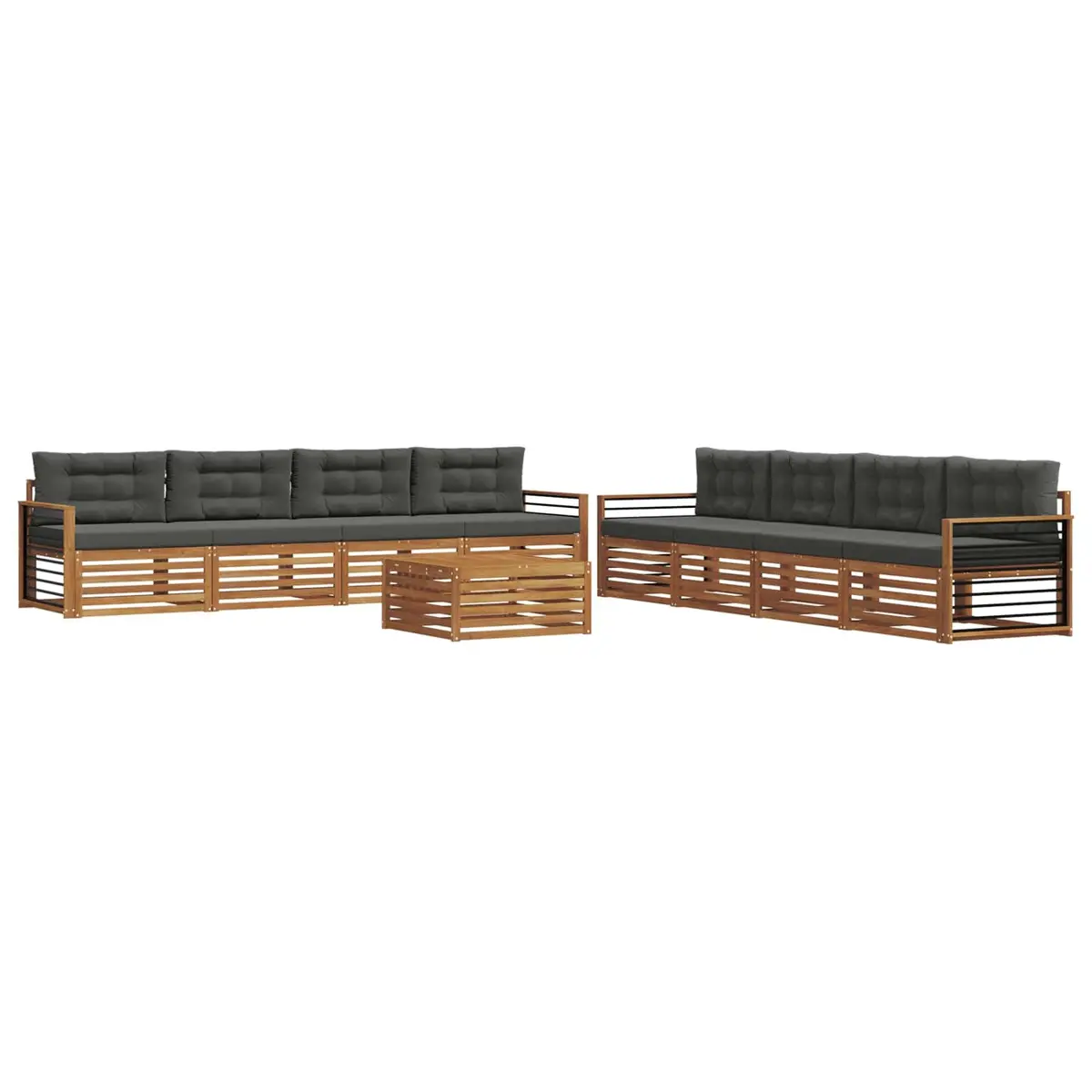 Modular Outdoor Sofa Set Garden Patio Furniture 9 Piece Natural Anthracite Acacia