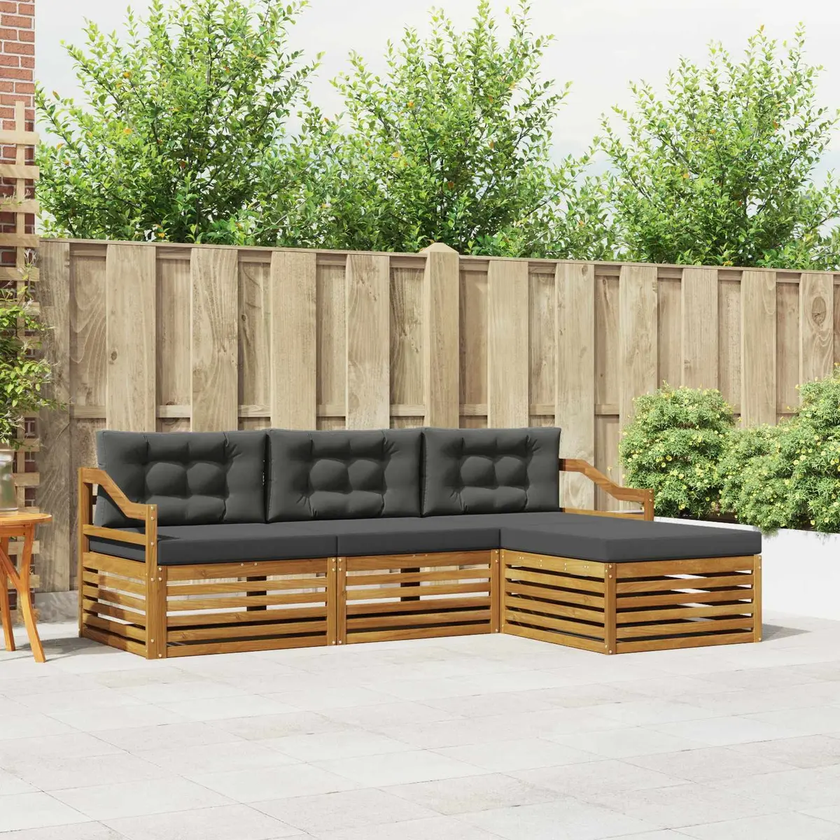 Outdoor Sofa Set Garden Furniture Modular Seating Natural Acacia Wood 2455 x 1625 x 730 mm