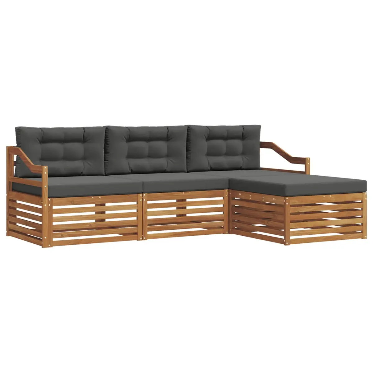 Outdoor Sofa Set Garden Furniture Modular Seating Natural Acacia Wood 2455 x 1625 x 730 mm