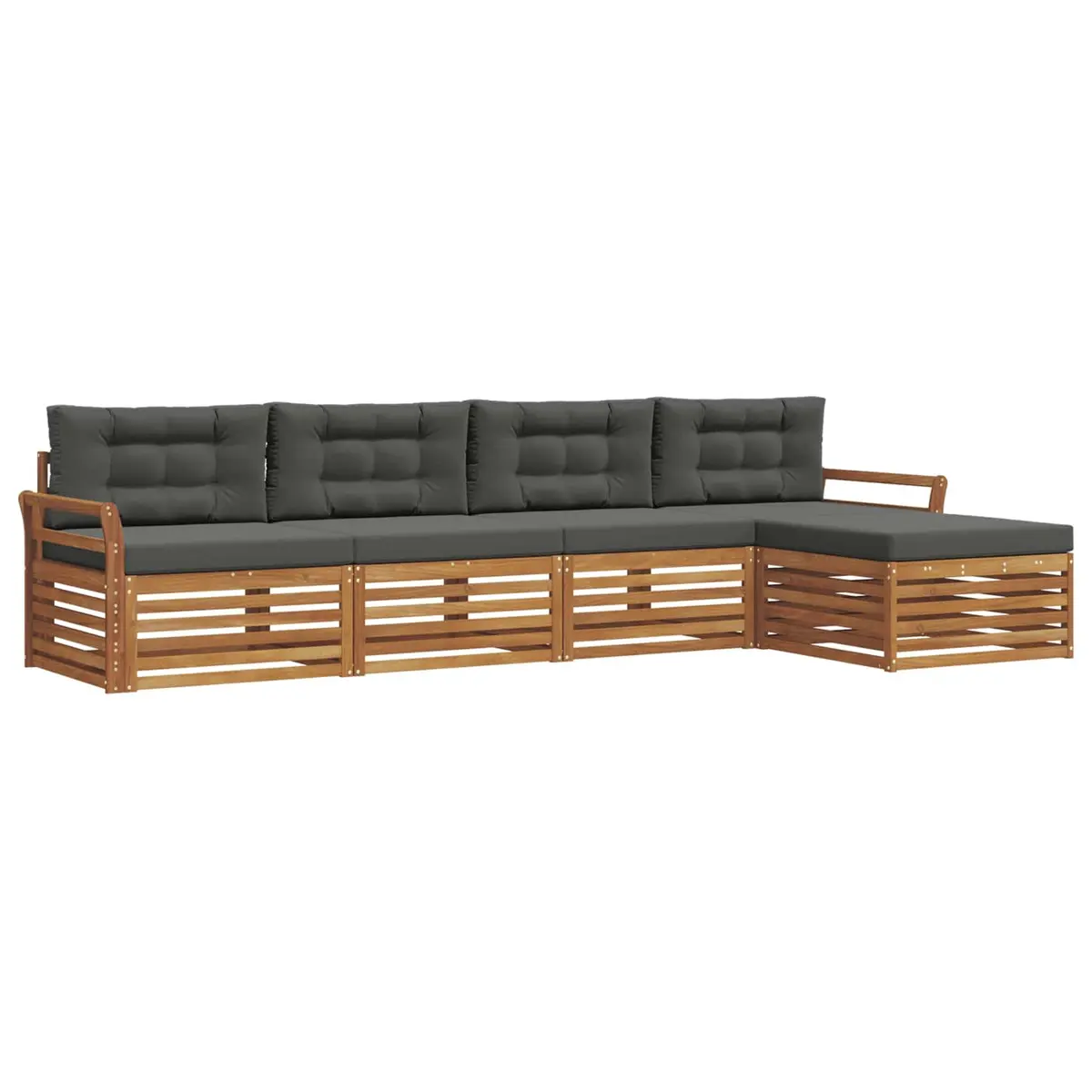 Outdoor Sofa Set 5 Piece Garden Furniture Acacia Wood Cushions Natural