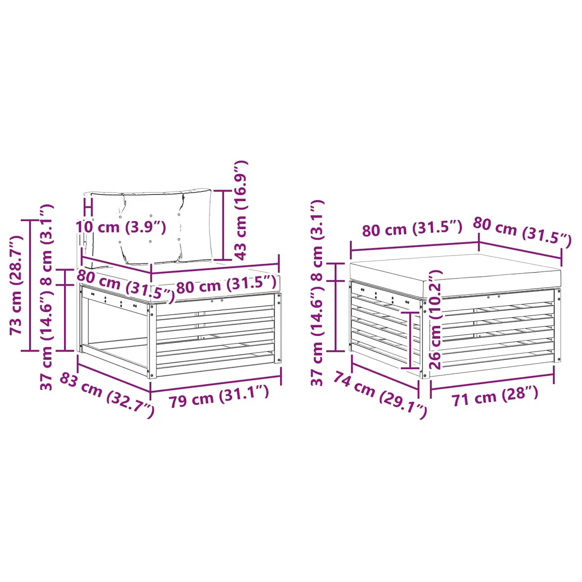 Outdoor Sofa Set 5 pcs Garden Furniture Lounge Modular Seating Natural