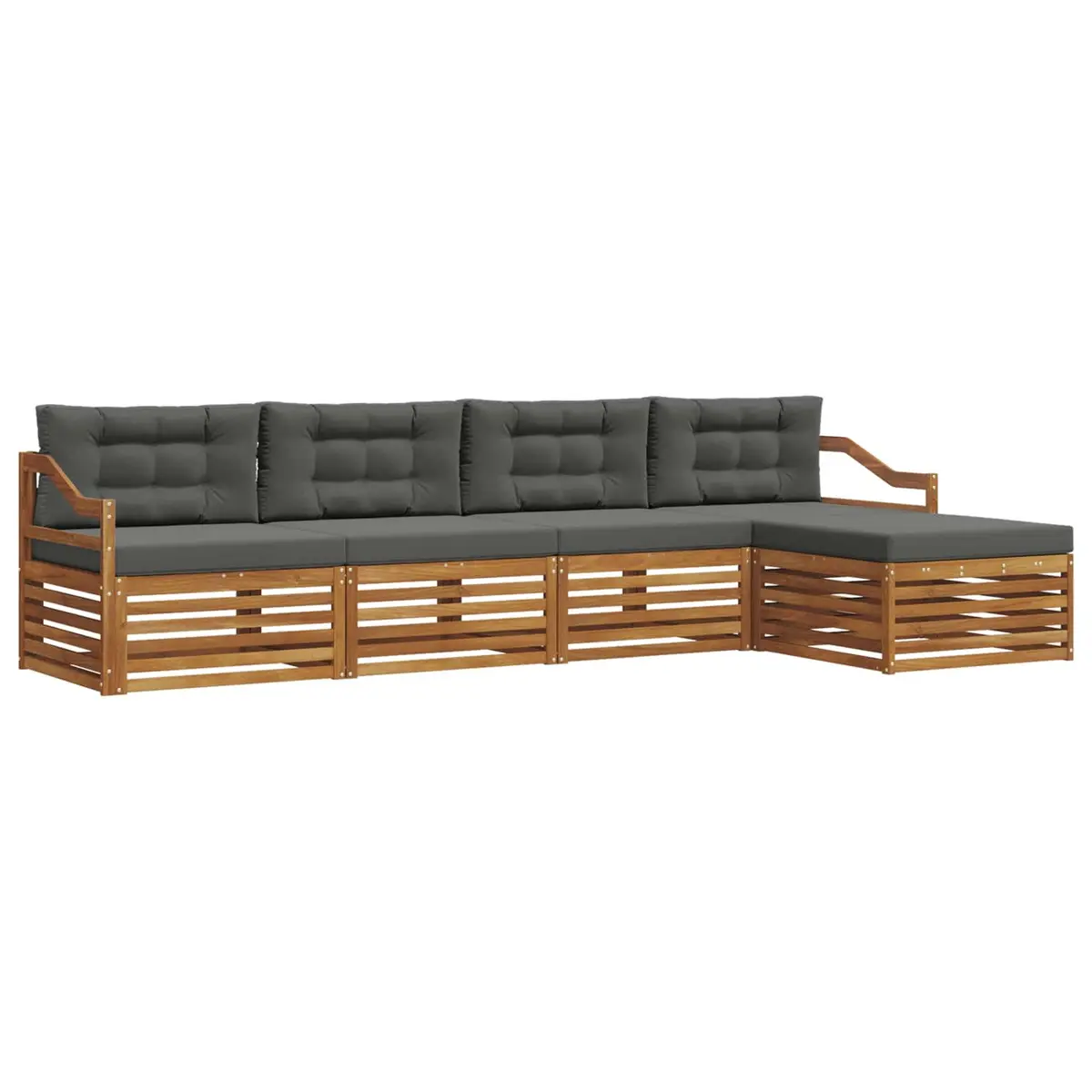 Outdoor Sofa Set Garden 5 Pieces Natural Anthracite Acacia Wood