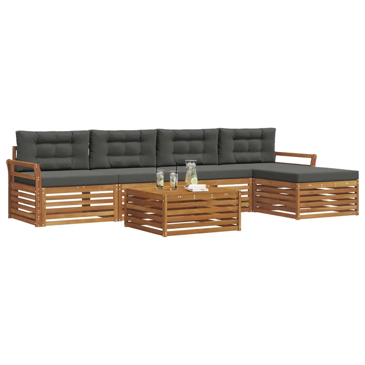 Outdoor Sofa Set 6 Pieces Garden Furniture Modular Patio Seating with Cushions