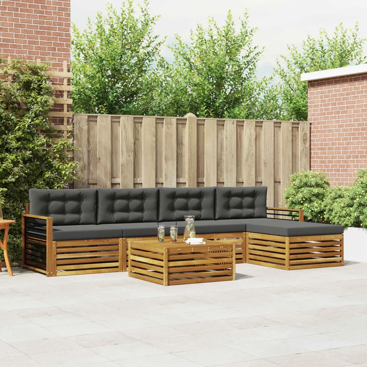 6-Piece Modular Outdoor Sofa Set in Brown