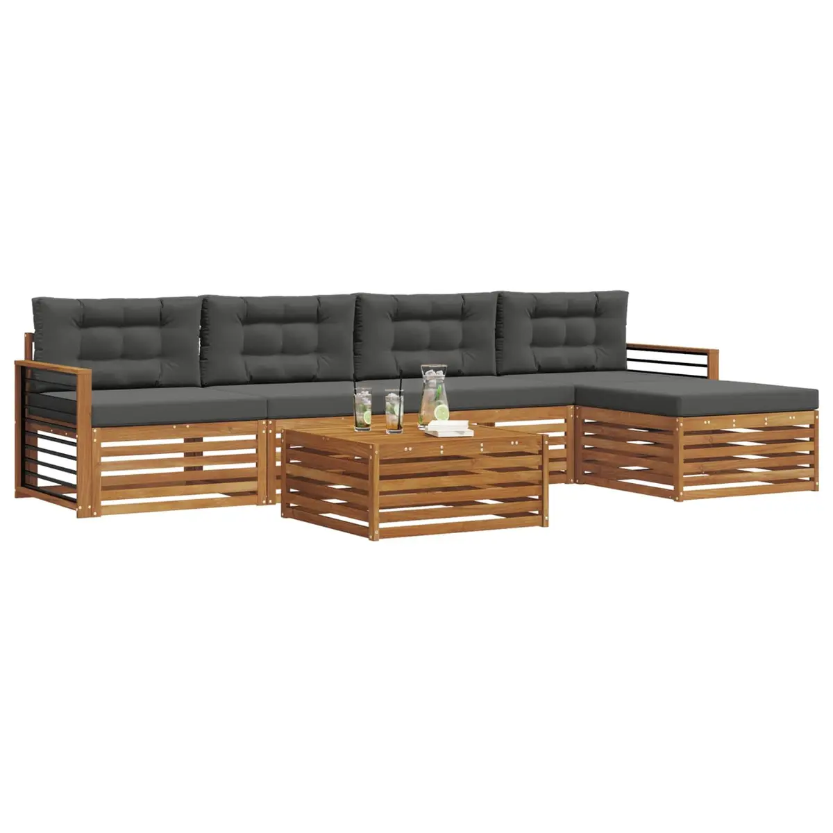 6-Piece Modular Outdoor Sofa Set in Brown