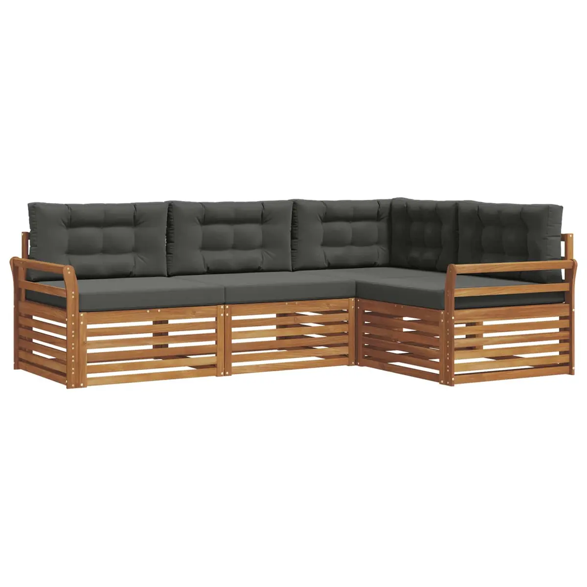 Outdoor Sofa Set 4 Pieces Garden Furniture with Cushions Natural Anthracite