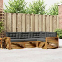 4-Piece Outdoor Sofa Set: Solid Acacia Wood, Cushions Included