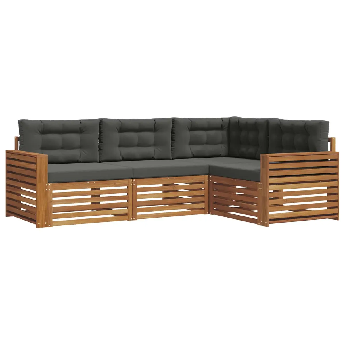 Outdoor Sofa Set 4 Piece Garden Furniture with Cushions Natural Wood Anthracite