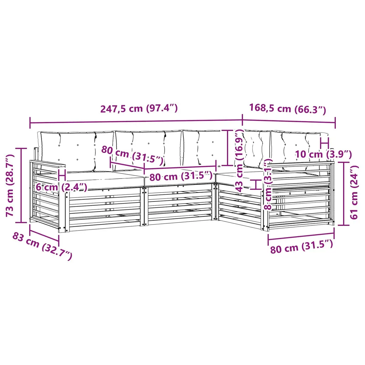 4-Piece Outdoor Sofa Set with Cushions
