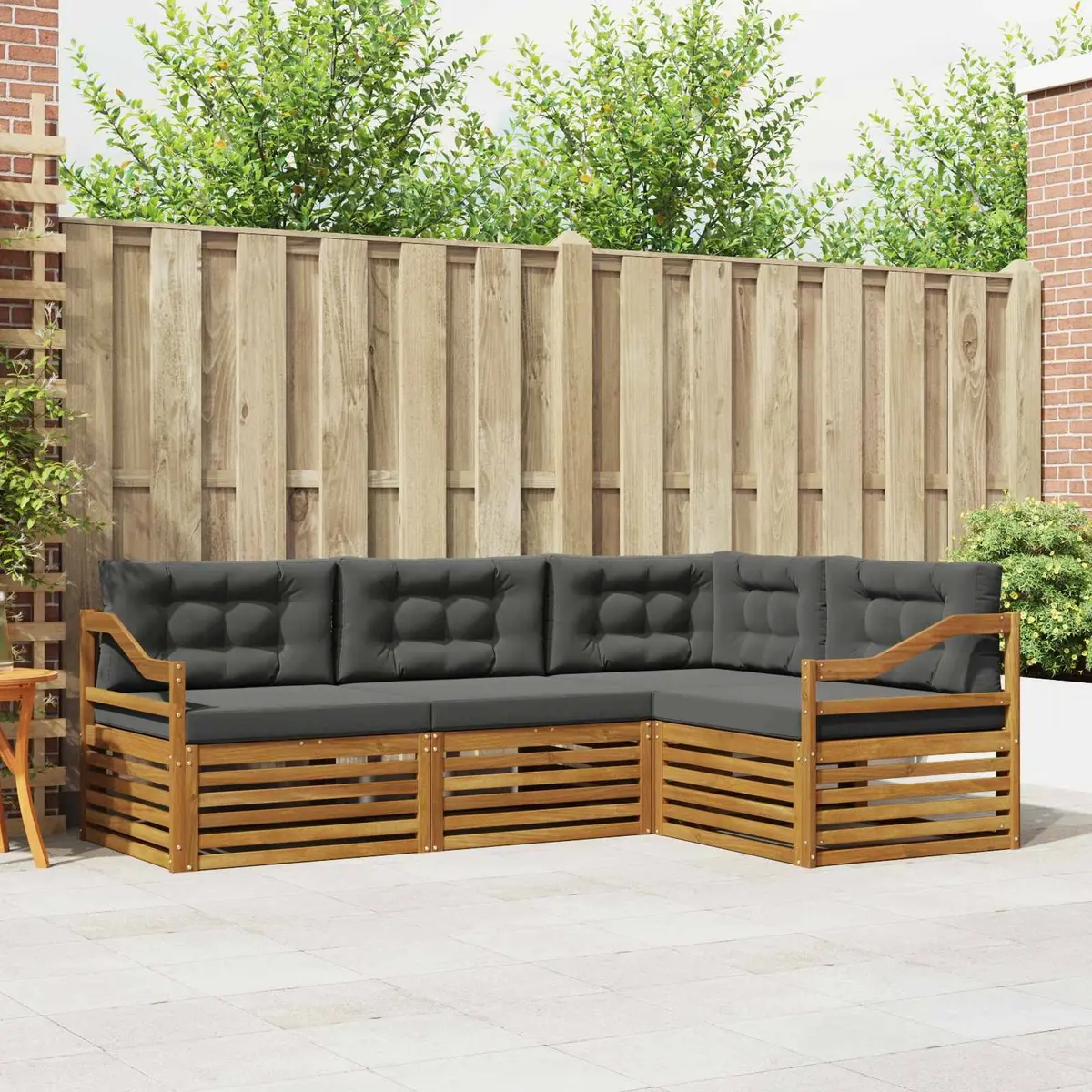 Outdoor Sofa Set 4 Piece Garden Furniture with Cushions Brown Anthracite Patio