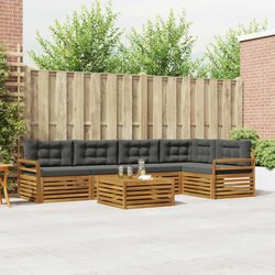 6 Piece Outdoor Sofa Set with Solid Acacia Construction