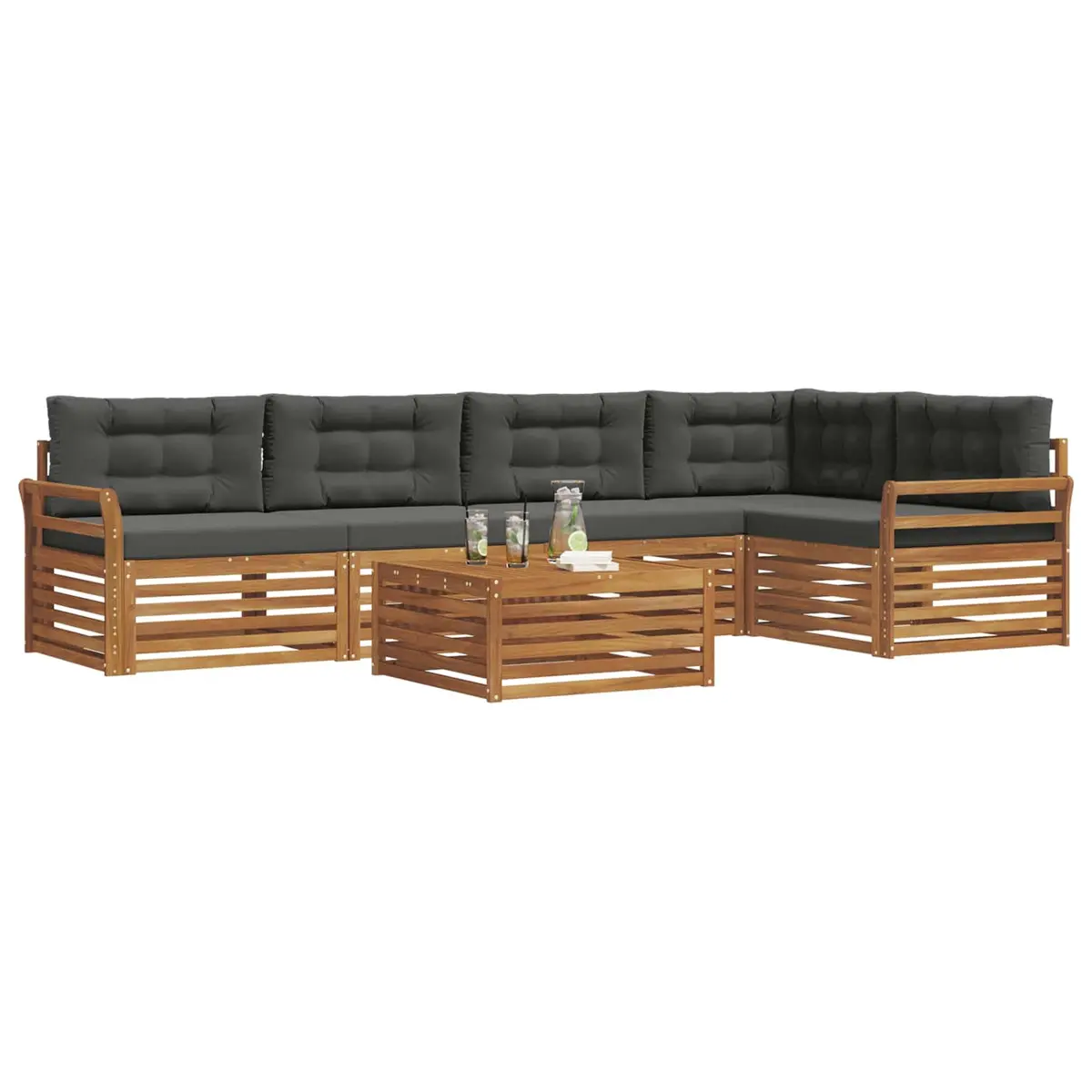 6 Piece Outdoor Sofa Set with Solid Acacia Construction