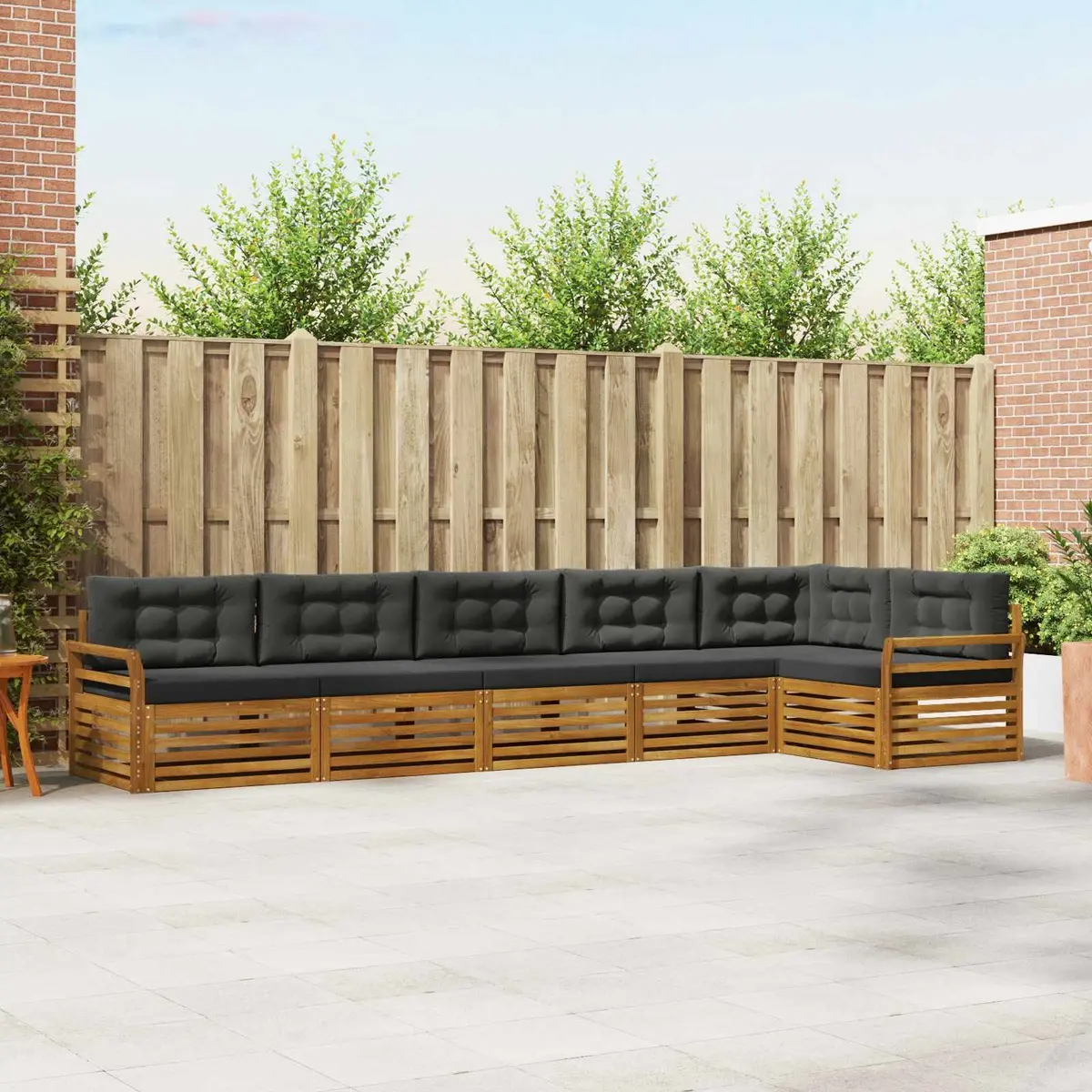 Outdoor Sofa Set 6 Piece Garden Furniture Acacia Wood Modular for Patio and Garden
