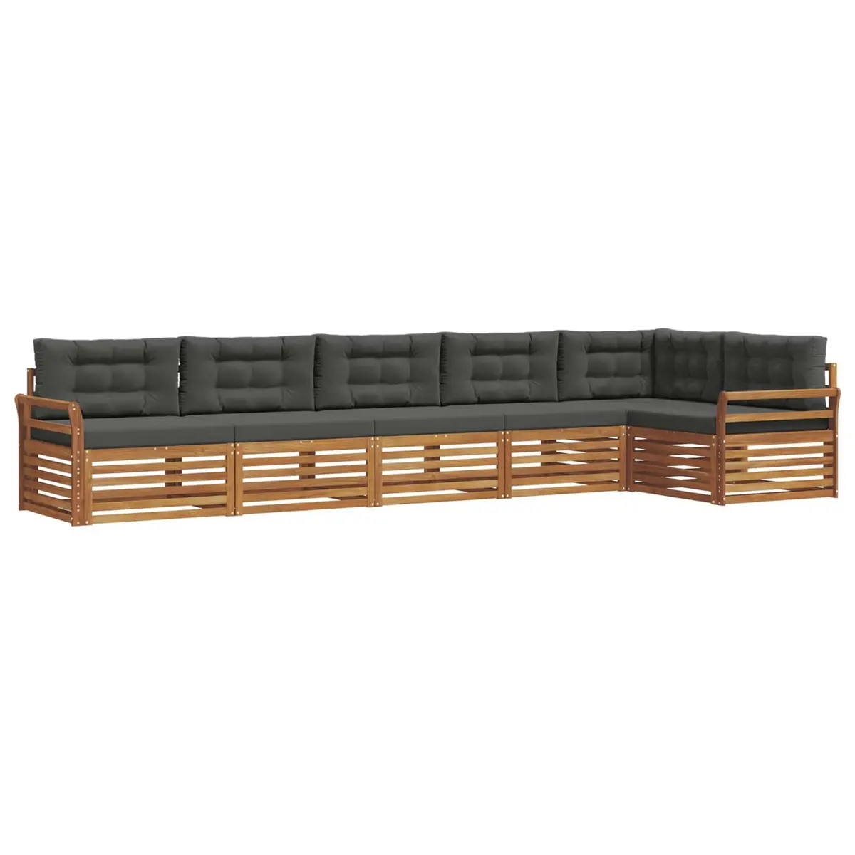 Outdoor Sofa Set 6 Piece Garden Furniture Acacia Wood Modular for Patio and Garden