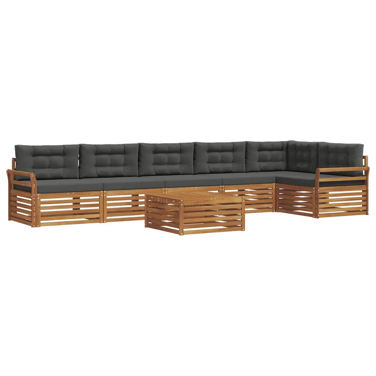 7-Piece Modular Outdoor Sofa Set of Acacia Wood