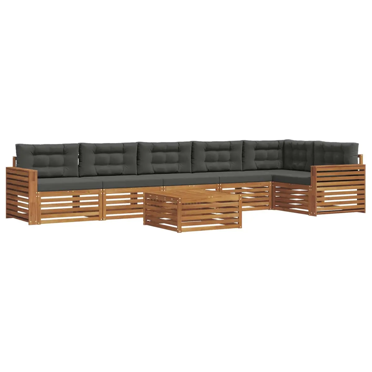Outdoor Sofa Set Modular Garden Furniture 7 Piece Acacia Wood with Cushions