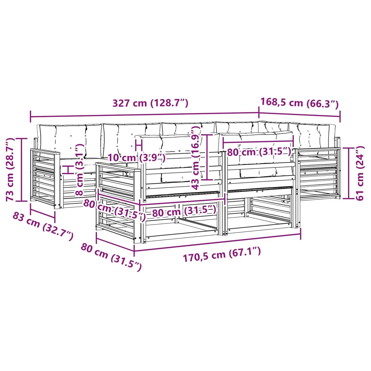 7-Piece Modular Outdoor Sofa Set