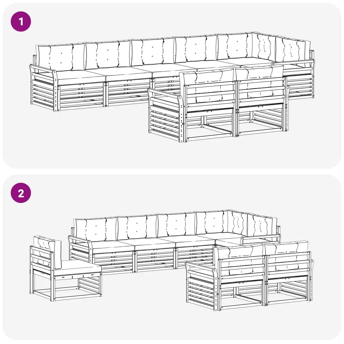 Modular Outdoor Sofa Set 8 Pieces Garden Furniture with Cushions Solid Acacia Wood Brown and Anthracite