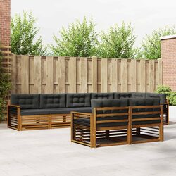 Outdoor Sofa Set 8 Pieces Modular Garden Furniture with Cushions Natural Brown