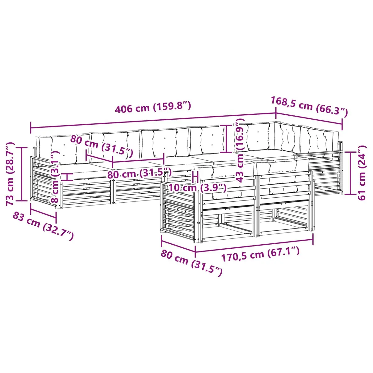 8-Piece Modular Outdoor Sofa Set