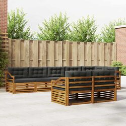 Outdoor Sofa Set 8 Pieces Modular Garden Furniture Acacia Wood with Cushions
