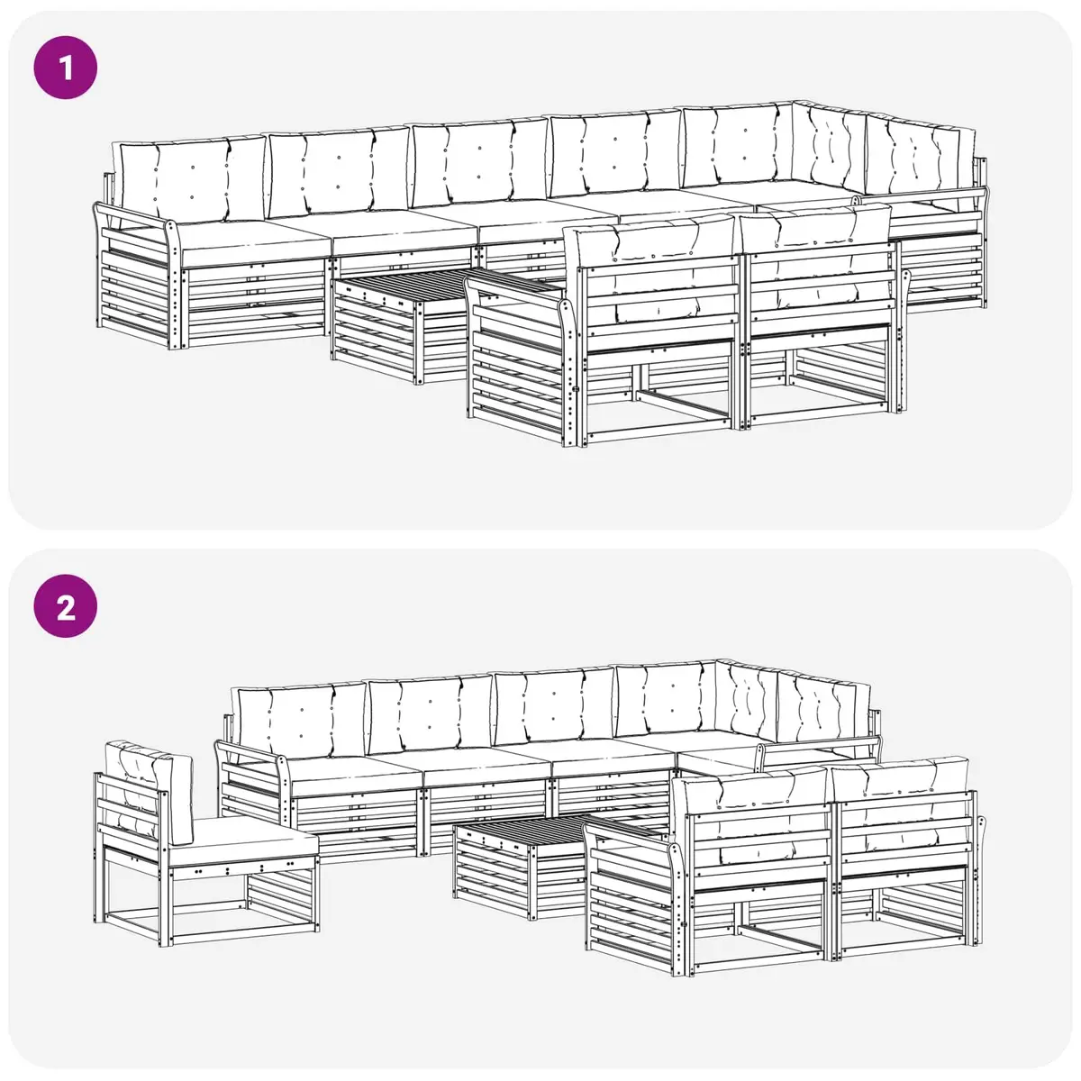 9-Piece Outdoor Sofa Set with Cushions