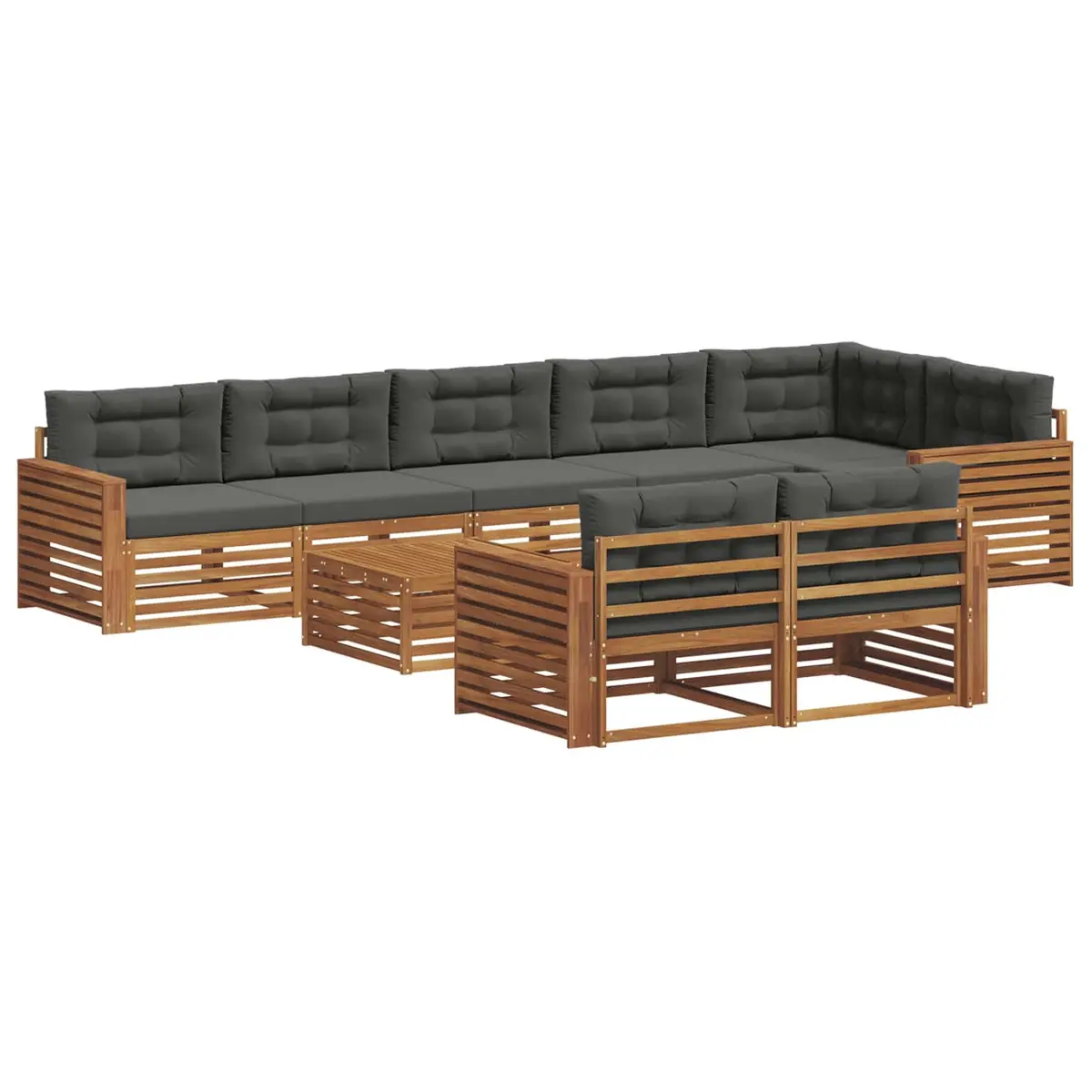 Outdoor Sofa Set Garden Furniture 9 Pieces Modular Lounge Seating with Cushions