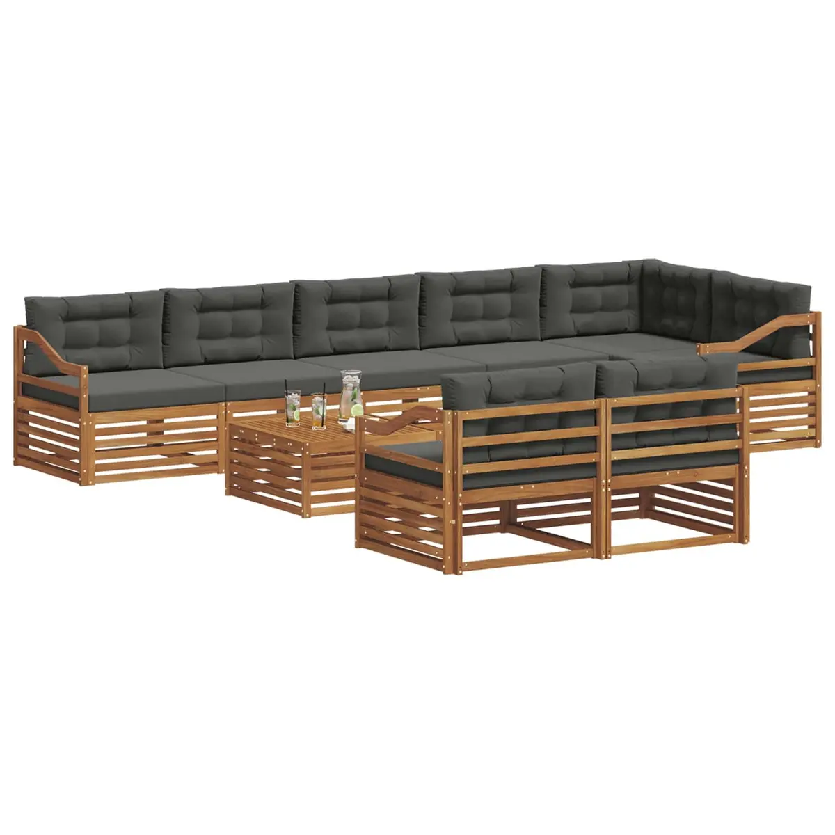 Outdoor Sofa Set Modular Sectional for Garden 9 Piece with Cushions