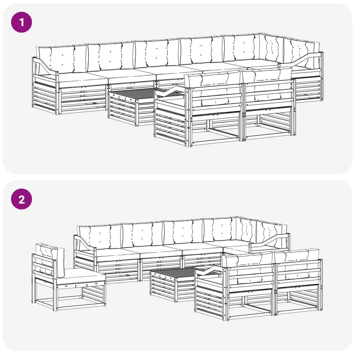 Outdoor Sofa Set Modular Sectional for Garden 9 Piece with Cushions