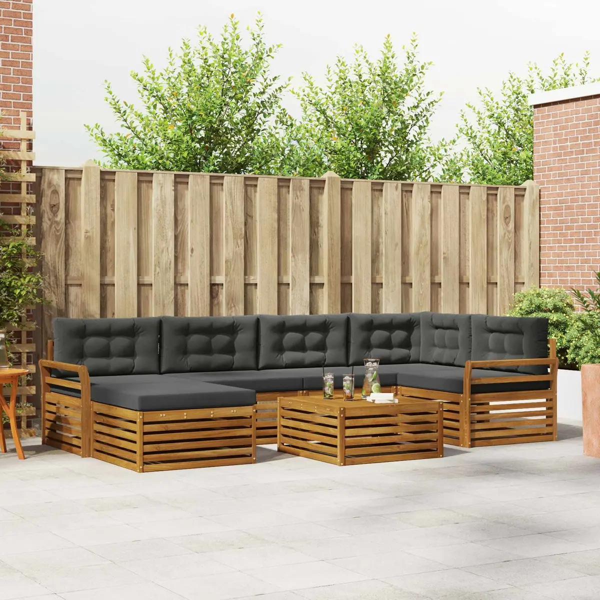 Outdoor Sofa Set 7 Piece Garden Terrace Patio Seating Brown
