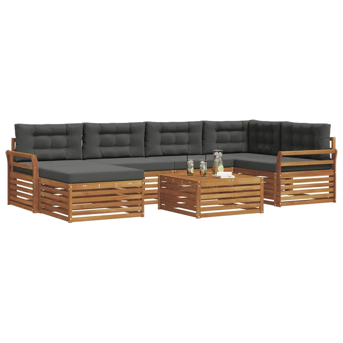 Outdoor Sofa Set 7 Piece Garden Terrace Patio Seating Brown