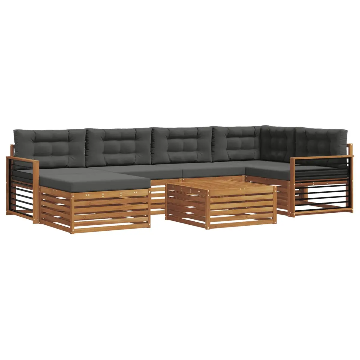 Outdoor Sofa Set 7 Piece Garden Furniture Lounger with Cushion Acacia Wood