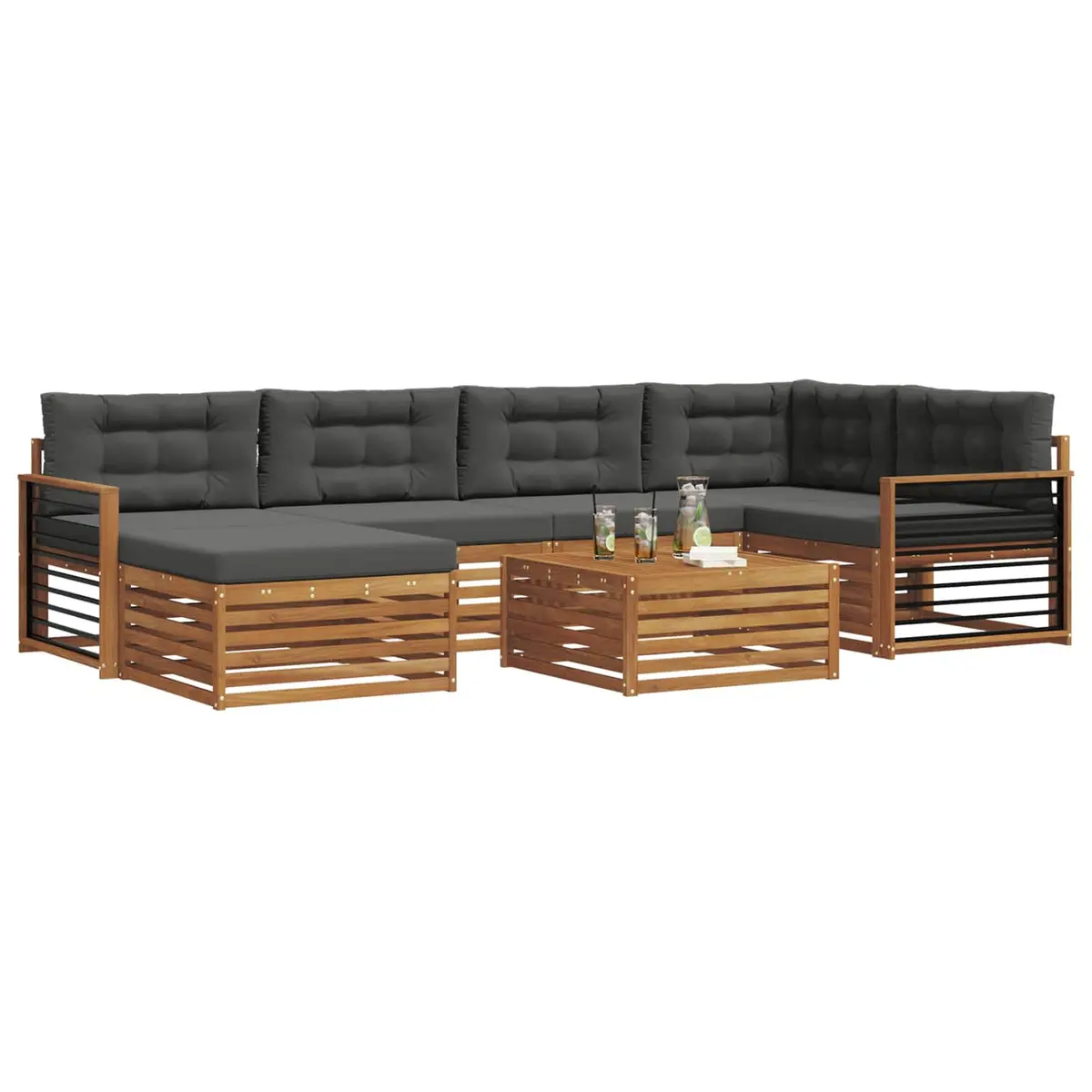 Outdoor Sofa Set 7 Piece Garden Furniture Lounger with Cushion Acacia Wood