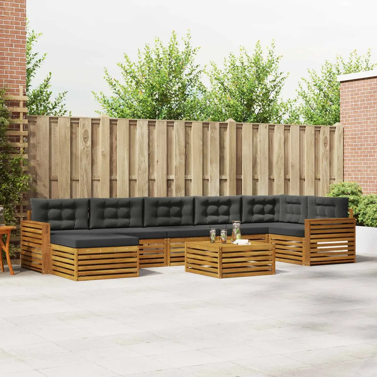 Outdoor Sectional Sofa Set 8 Piece Modular Patio Furniture for Garden and Backyard