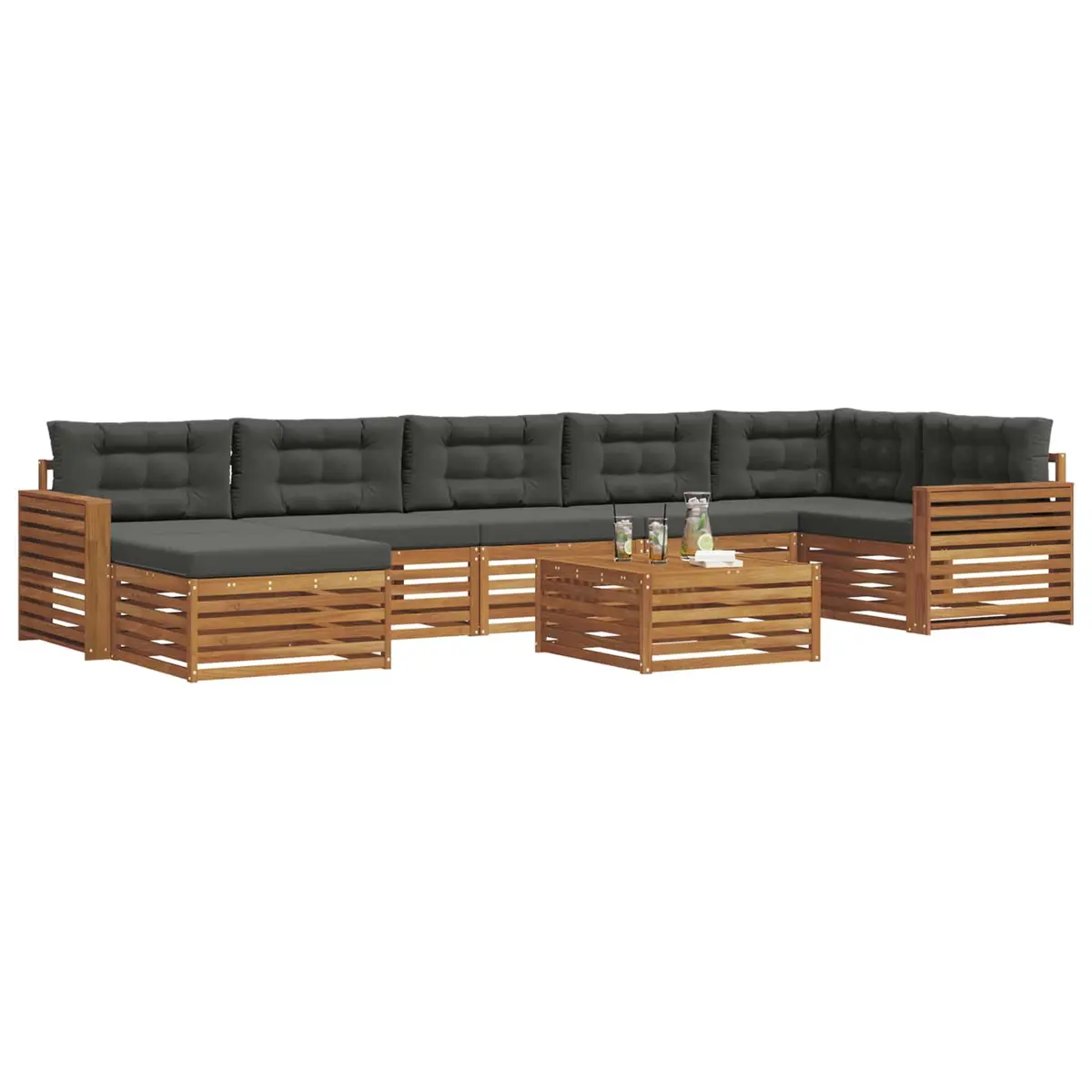 Outdoor Sectional Sofa Set 8 Piece Modular Patio Furniture for Garden and Backyard