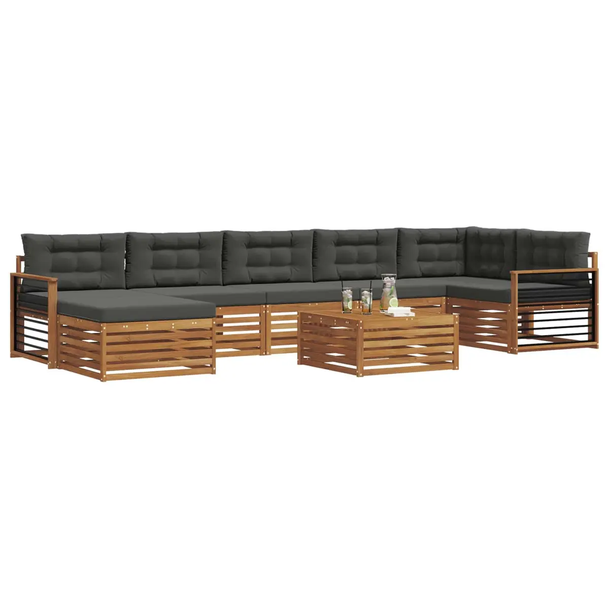 Outdoor Sectional Sofa Set 8 Pieces Modular Patio Garden Furniture with Cushions