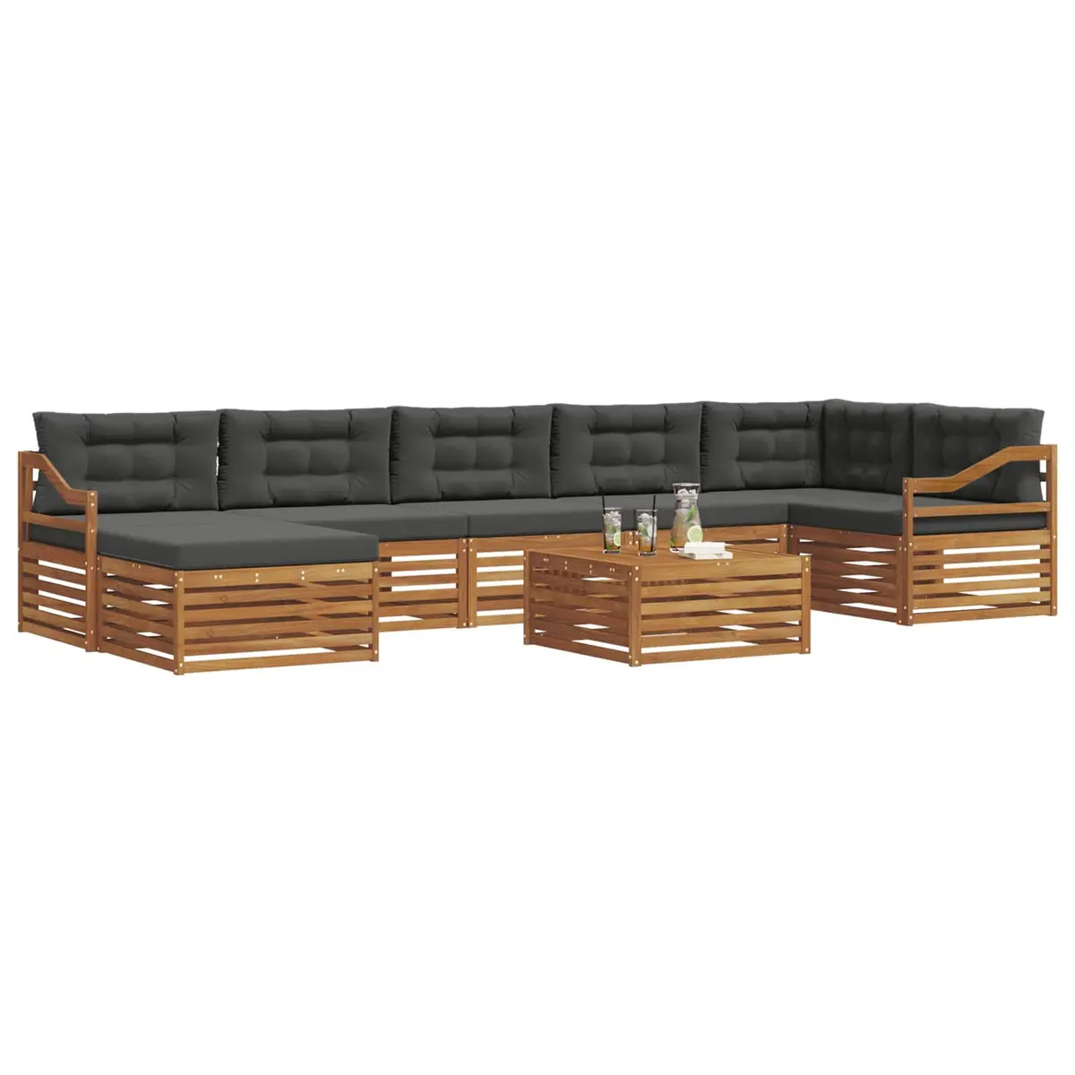 8-Piece Outdoor Sectional Sofa Set with Cushions
